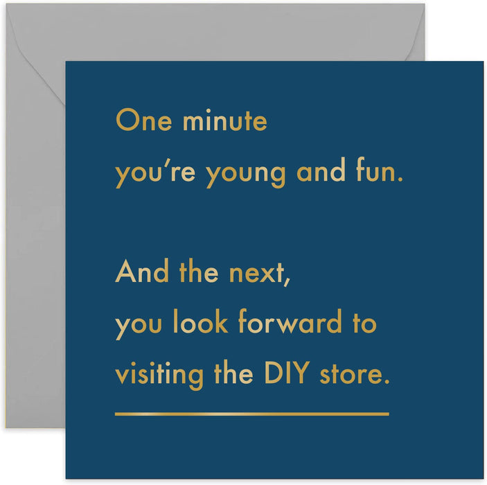 Old English Co. One Minute House Plants Birthday Card - Funny Greeting Card for Men and Women | Humorous Old Joke for Sister, Brother | Blank Inside & Envelope Included (Car Stereo)