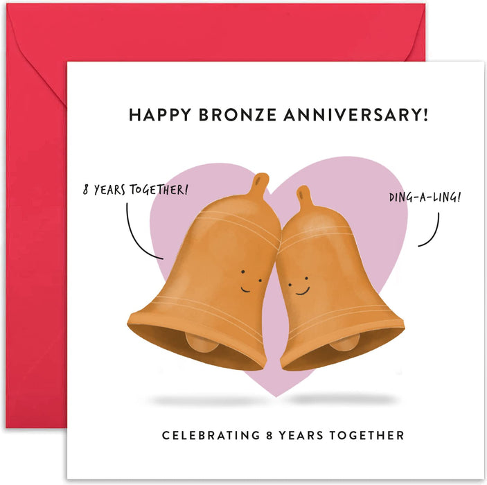Old English Co. 8th Wedding Anniversary Card for Husband and Wife - Cute Funny Bronze Anniversary Greeting Card | Joke Humour Eigth Anniversary for Him and Her | Blank Inside & Envelope Included