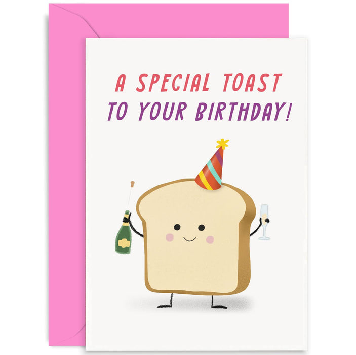 Old English Co. Cute Funny Birthday Card for Men and Women - A Special Toast On Your Birthday Pun - Funny Birthday Card for Brother Sister Friend Mum Dad | Blank Inside with Envelope