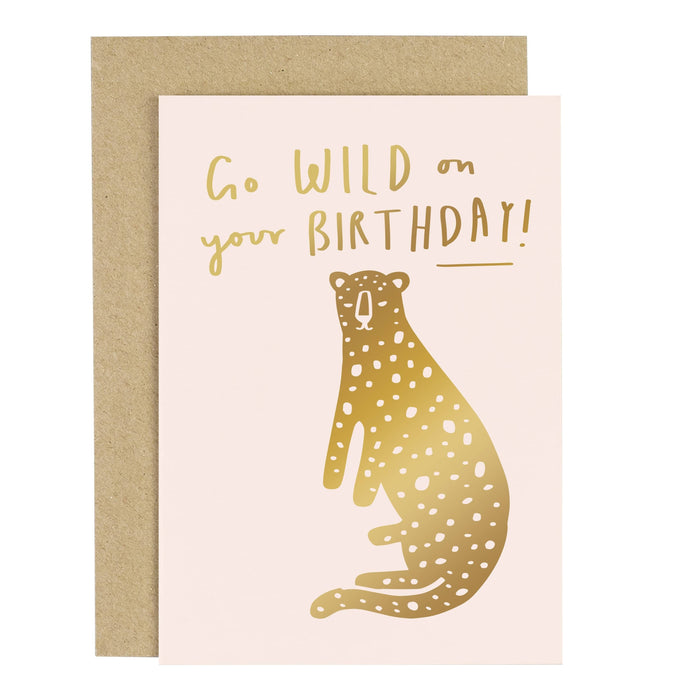 Go Wild Birthday Leopard Blush Pink Greeting Card