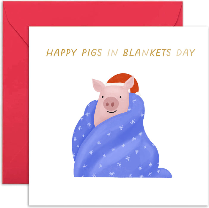 Old English Co. Happy Pigs in Blankets Day Card - Festive Seasons Greeting Card