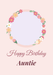 Floral Wreath Photo Birthday Card for Auntie personalised with a sample photo