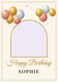 Golden Balloons Personalised Name Photo Card personalised with a sample photo