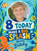 A round bubble photo frame sits among colourful fish, an orange octopus and waving seaweed on turquoise, with a large blue eight and splash-themed lettering.