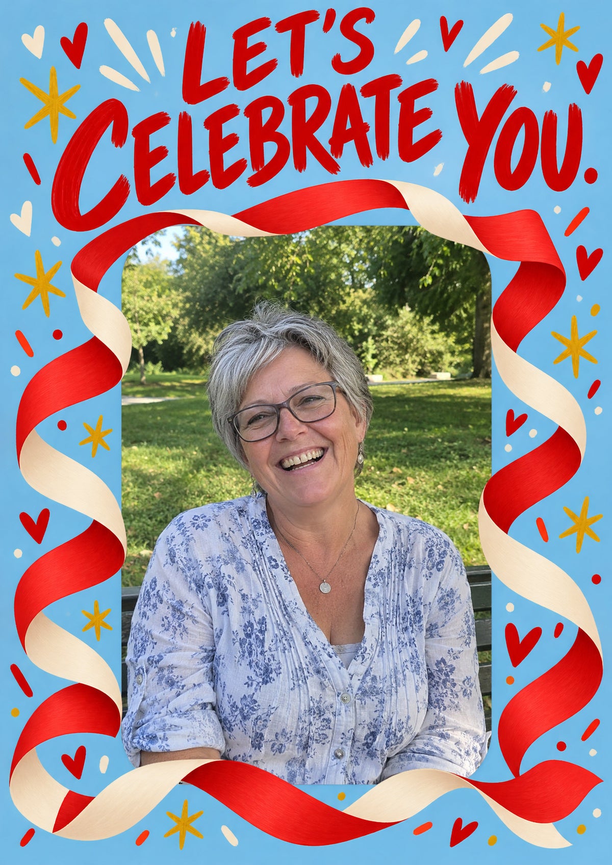 Ribbon Parade Red Ribbon & Stars Photo Birthday Card — Old English Company
