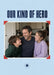 Red photo corners hold a cream-bordered landscape photo on pale blue, beneath narrow navy block lettering and above a small navy star.