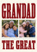 Two portrait photos sit side by side on cream between oversized burgundy slab-serif wording, with a fine blue dotted divider.