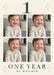 Four square photos form a grid on cream beneath a slender dark green one, with small peach dots and elegant first-year serif wording.
