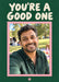 A pink rectangular border frames a portrait photo on deep green, beneath chunky cream hand lettering and above a small pink star accent.