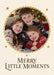 An ochre scalloped oval photo frame sits on cream among small stars, above warm brown serif festive wording.