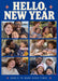 Six landscape photos form a grid on deep blue beneath oversized cream New Year lettering, with small coral starbursts and a spaced serif caption.