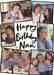 Cream card reading ‘Happy Birthday Nan’, with six angled photos with black frames and small heart doodles and black handwritten lettering.