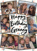 Cream card reading ‘Happy Birthday Granny’, with six angled photos with black frames and small heart doodles and black handwritten lettering.