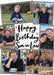 Cream card reading ‘Happy Birthday Son-in-Law’, with six angled photos with black frames and small heart doodles and black handwritten lettering.
