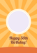 Retro Sunburst 50th Photo Birthday Card personalised with a sample photo