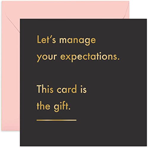 Old English Co. Manage Expectations Gift Birthday Card - Funny Joke Greeting Card for Men and Women | Humour for Sister, Brother, Best Friend, Him, Her | Blank Inside & Envelope Included