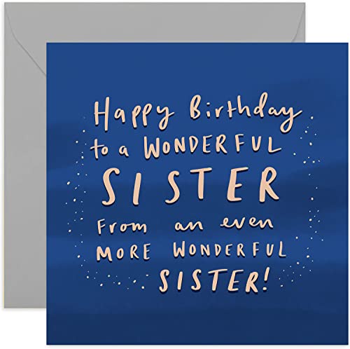 Old English Co. Wonderful Sister Birthday Card - Funny Birthday Card for Women | Humour Joke Card To Sis From Sister | Blank Inside & Envelope Included