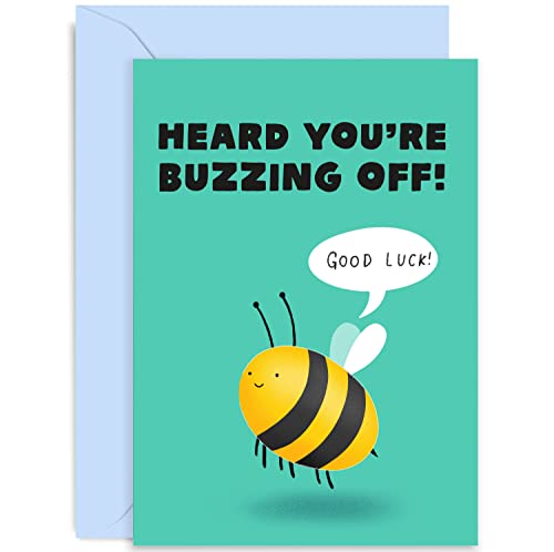 Old English Co. Funny Retirment Card for Colleague - Buzzing Off Bee Leaving Card for Him or Her - Sorry You're Leaving Farewell Greeting Card for Co Worker | Blank Inside with Envelope