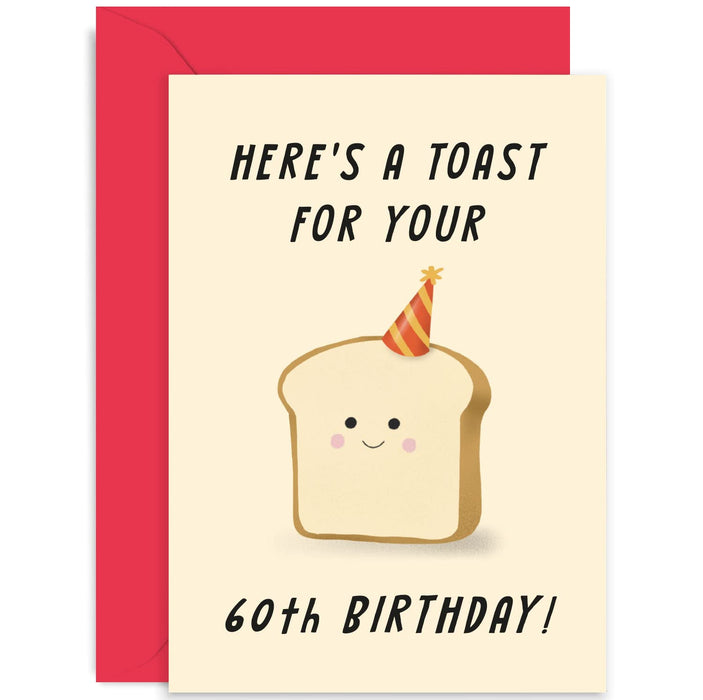 Old English Co. Cute Birthday Card for Friend - A Toast On Your Birthday Age For Men and Women - Funny Birthday Gift for Daughter Son Special Friend | Blank Inside with Envelope (60th)