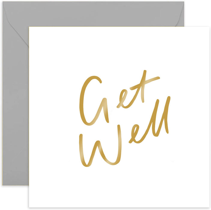 Old English Co. Get Well Card - Gold Foil | Thinking of You Card for Men and Women | Blank Inside & Envelope Included