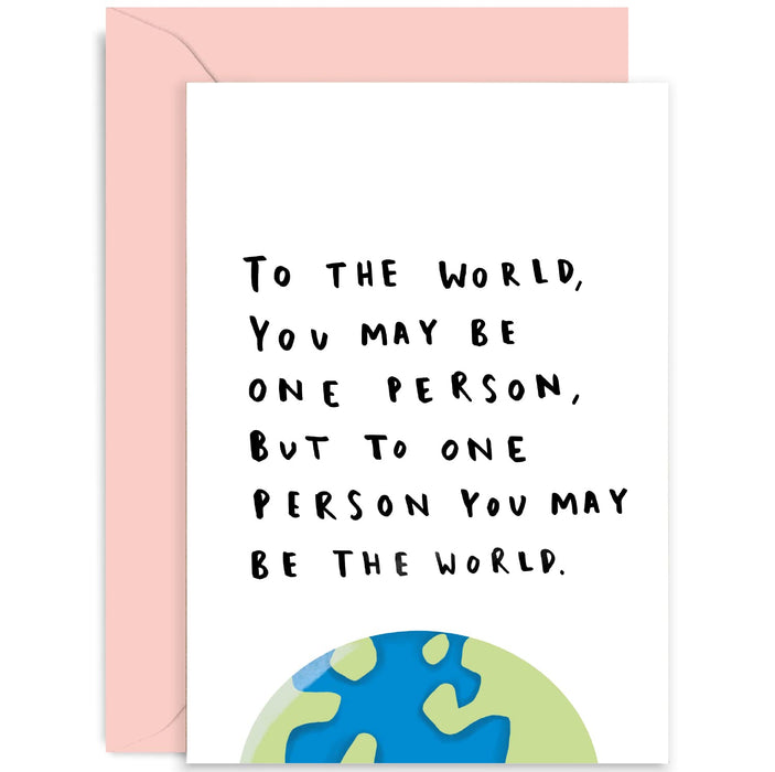 Old English Co. To One Person You Are The World Anniversary Card for Husband or Wife - Cute Romantic Card for Boyfriend or Girlfriend | Blank Inside with Envelope