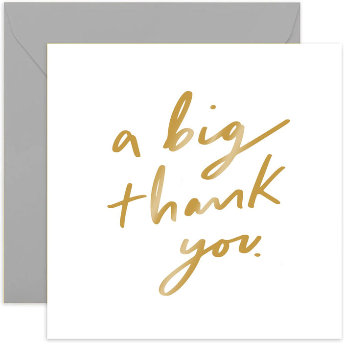 Old English Co. A Big Thank You Card - Gold Foil | Thank Friends and Family | Blank Inside & Envelope Included