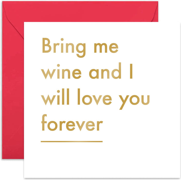Old English Co. Bring Me Wine Birthday Card - Funny Alchohol Card For Best Friend | Just Because Friendship Card For Her | Blank Inside & Envelope Included