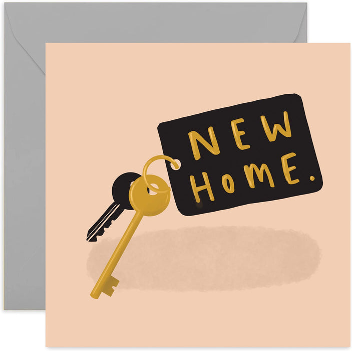 Old English Co. Keys New Home Card - Congratulations Housewarming Greeting Card| Fun Keychain Illustration | Blank Inside & Envelope Included