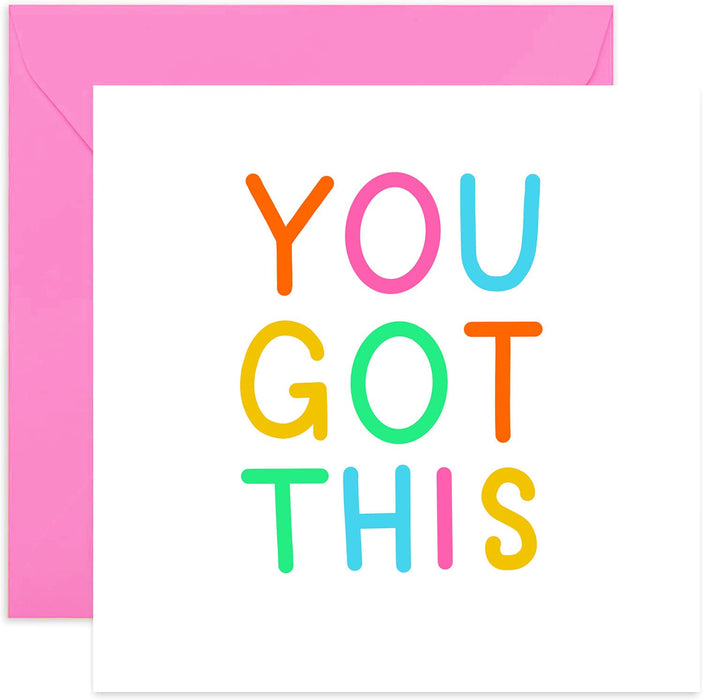 Old English Co. You Got This Encouragement Card - Colourful Good Luck Card for Exams, Driving Test, New Job Start | Blank Inside with Envelope