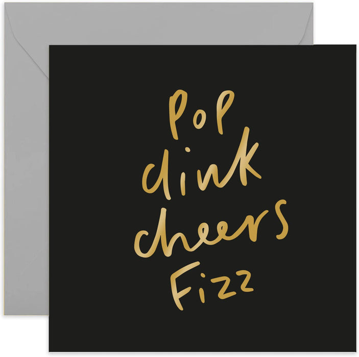 Old English Co. Pop Clink Cheers Fizz Card - Gold Foil | Celebrations, Congratulations, Well Done | Blank Inside & Envelope Included