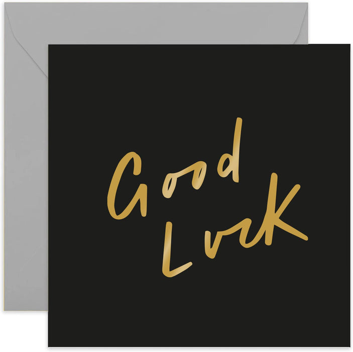 Old English Co. Good Luck Card - Gold Foil | Encouragement Card for Men and Women | Blank Inside & Envelope Included