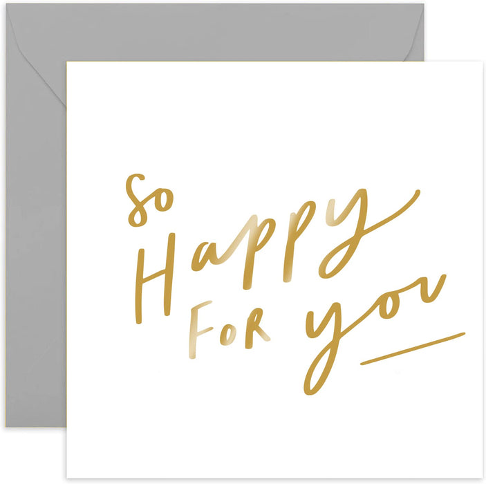 Old English Co. So Happy For You Card - Gold Foil Congratulations Card Men and Women | New Home, Baby Announcement, Job, Promotion, Passed Exams | Blank Inside & Envelope Included