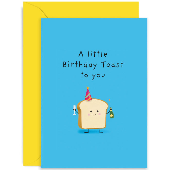 Old English Co. Cute Birthday Card for Men and Women - A Little Toast On Your Birthday Pun - Hilarious Fun Birthday Card for Brother Sister Friend Mum Dad | Blank Inside with Envelope