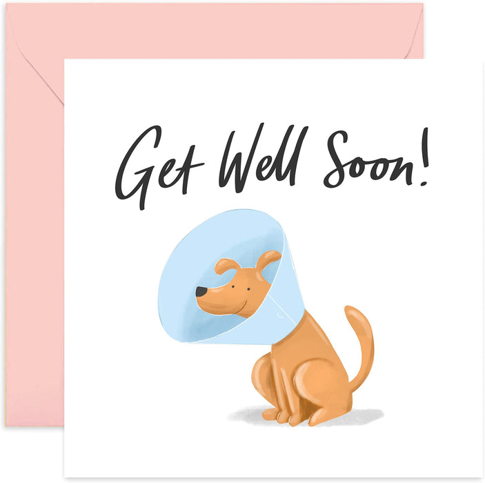 Old English Co. Get Well Soon Dog Card - Cute Thinking of You Feel Better Card for Him or Her | Animal Lover Greetings for Men and Women | Blank Inside & Envelope Included