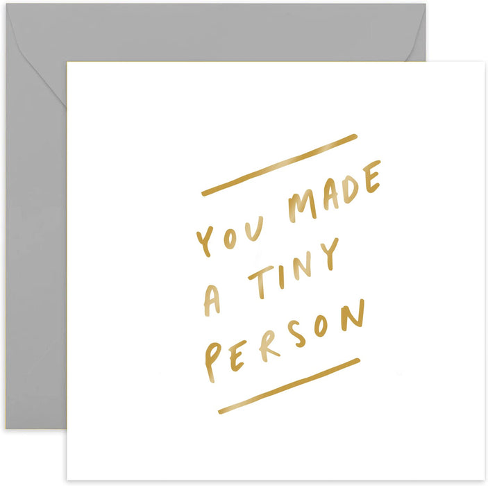 Old English Co. You Made a Tiny Person Card - Gold Foil | Funny New Baby Card | Blank Inside & Envelope Included