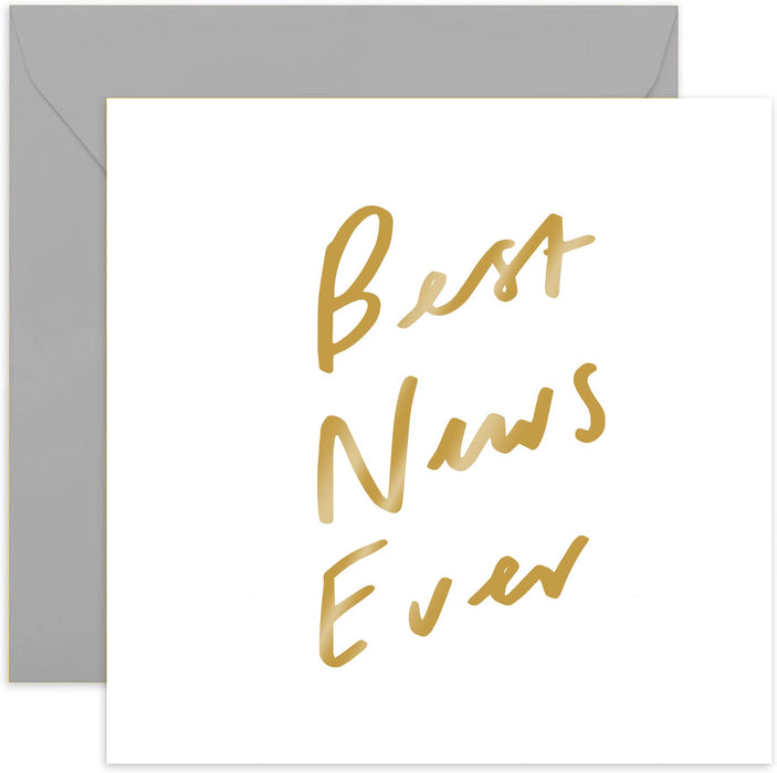 Old English Co. Best News Ever Card - Gold Foil | Congratulations, Well Done, Exams, New job | Blank Inside & Envelope Included