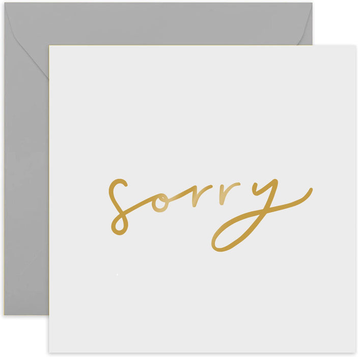 Old English Co. Gold Sorry Card - Gold Foil Flowers | Apology, Thinking of You, Sympathy, Get Well Soon, Support | Blank Inside & Envelope Included