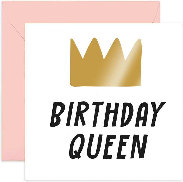 Old English Co. Funny Happy Birthday Card for Him - Birthday King Gold Crown for Dad, Brother, Grandad, Uncle, Son | Blank Inside with Envelope (King)