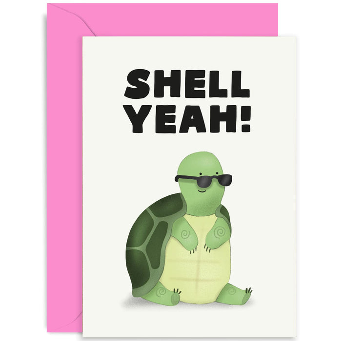 Old English Co. Cute Well Done Congratulations Card for Him or Her - 'Shell Yeah' Turtle - New Job, Passed Exams, Promotion, Driving Test - For Son, Daughter, Grandchild | Blank Inside with Envelope