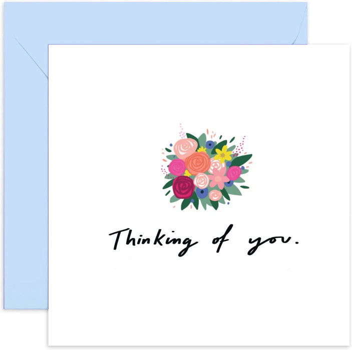 Old English Co. Bunch of Flowers Thinking of You Card for Friend - Cute Colourful Sympathy Greeting Card for Her | Condolences, Sorry, Just Because, Sympathy | Blank Inside & Envelope Included