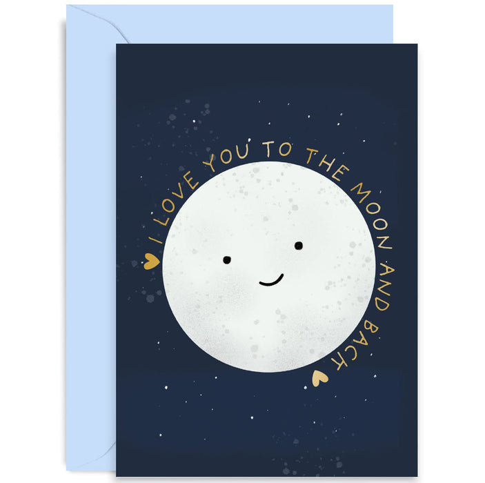 Old English Co. Cute Wedding Anniversary Card for Husband or Wife - Love You To The Moon and Back - Fun Anniversary Card for Girlfriend Boyfriend Fiance Partner | Blank Inside with Envelope