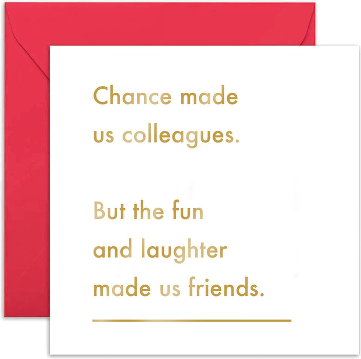 Old English Co. Colleague Thank You Card - Gold Foil Heartfelt Friendship Greeting Card for Men and Women | Coworker Leaving, Retirement, Good Luck, Farwell Wishes | Blank Inside & Envelope Included