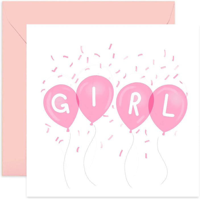 Old English Co. Baby Boy Pink Balloons Card - Cute Hello Little One Card for Parents | Celebrate Birth Arrival | Blank Inside & Envelope Included… (Blue)