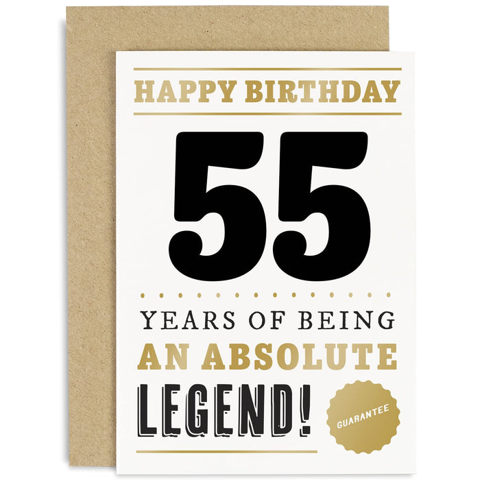 Old English Co. Funny 55th Birthday Card for Men Women - 55 Years Absolute Legend Greeting Card for Him Her | Humour Age Fifty Five Birthday Gift for Dad, Uncle, Mum, Grandparent, Friend