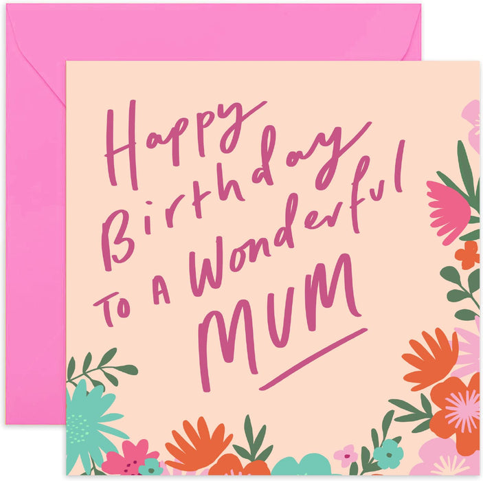 Old English Co. Happy Birthday Wonderful at Sixty Card - Square 60th Birthday Card | Suitable for Women, Mum, Grandma | Blank Inside & Envelope Included