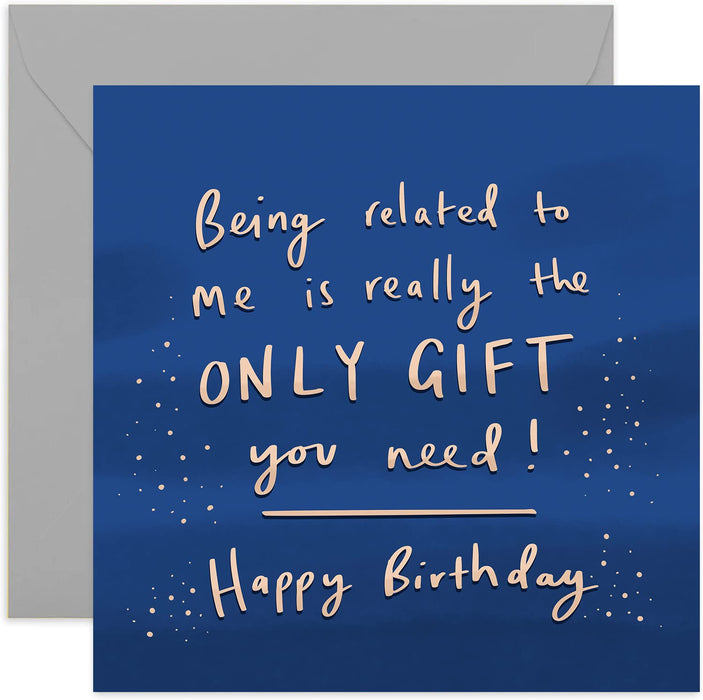 Old English Co. Being Related To Me Birthday Card - Funny Birthday Card for men| Dad, Brother, Sister, Cousin | Blank Inside & Envelope Included
