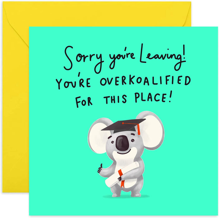 Old English Co. Farewell Colleague Koala Card - Funny Pun Animal Greeting Card for Him and Her | Leaving, Retirement, New Job for Work Friend | Blank Inside & Envelope Included