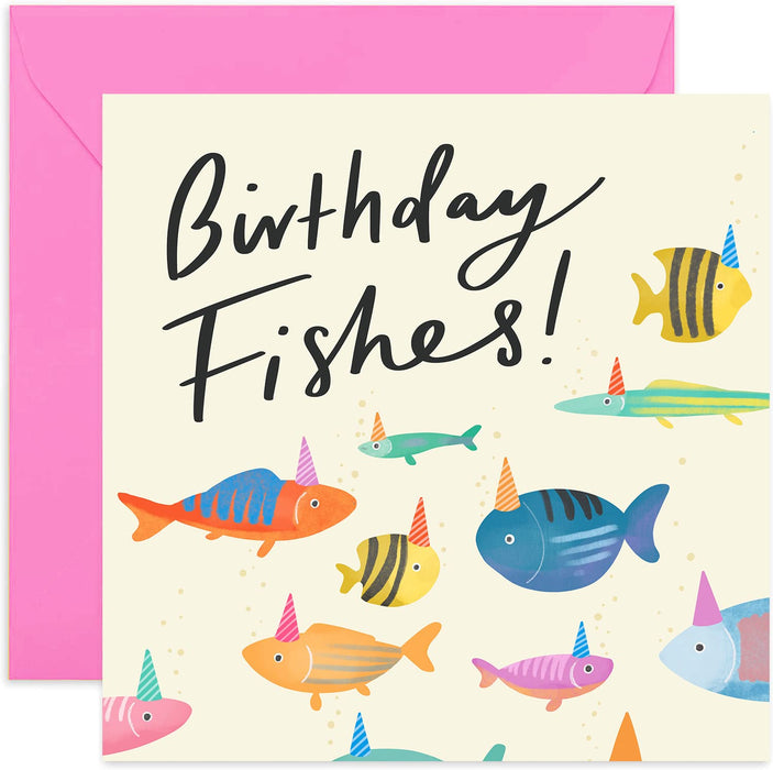 Old English Co. Birthday Fishes Card for Him or Her - Funny Happy Birthday Card Animal Pun Design | Humoros Birthday Card for Brother, Son, Daughter, Sister, Friend | Blank Inside & Envelope Included