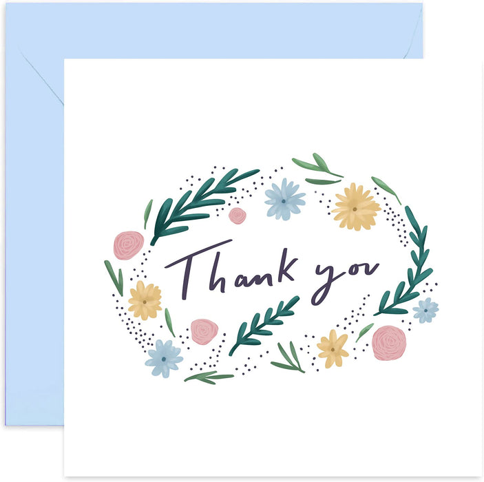 Old English Co. Thanks You Flowers Card - Simple and Stylish Thank You Card For Her and Him | Just Because Card for Men and Women | Blank Inside & Envelope Included