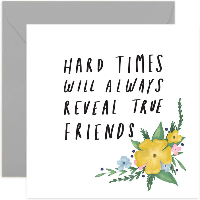 Old English Co. Hard Times Friendship Card - Thinking of You Friends Card for Men and Women | Condolences, Tough, Get Well, Sorry | Blank Inside & Envelope Included